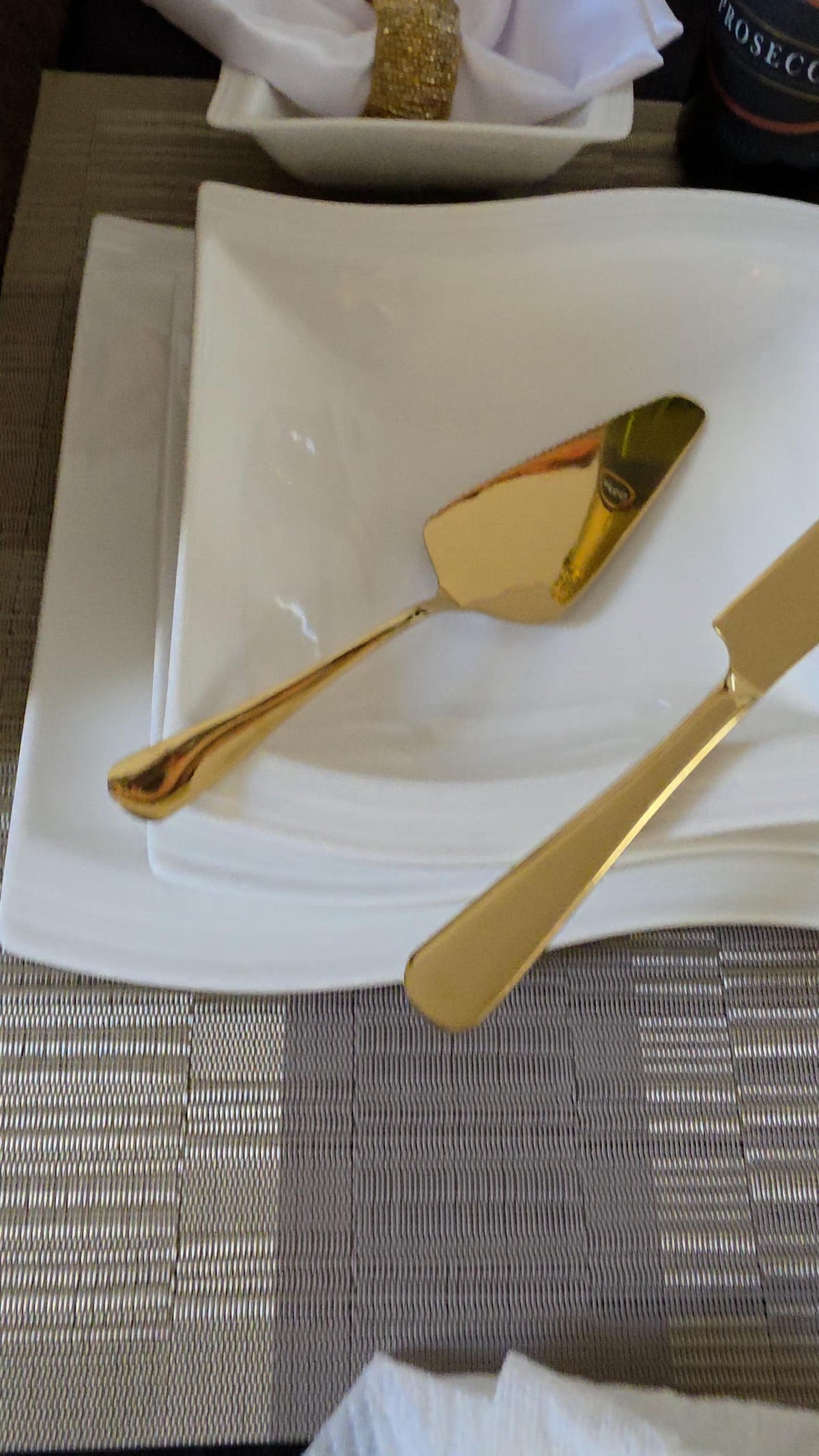 Gold Stainless Steel Cake Cutting Set – Wedding Knife Server – Elegant Dessert Utensil