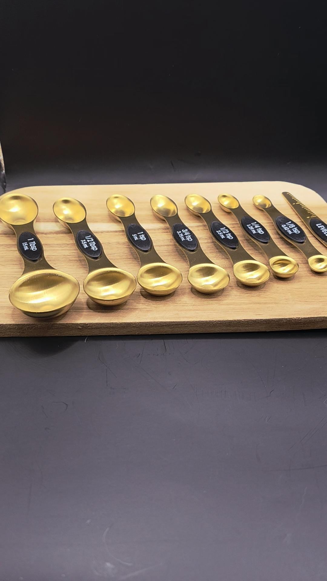 Gold Stainless Steel Stackable Measuring Spoons Sets  with leveler