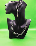 Gothic Spike  Necklace Patchwork Earring Set  Silver-Tone Stainless Steel Punk Jewelry