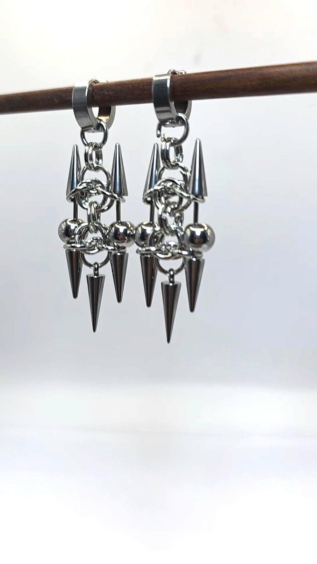 Gothic Pair  Spike Rivet Huggie Hoop Punk Hippie  Earring Stainless Steel