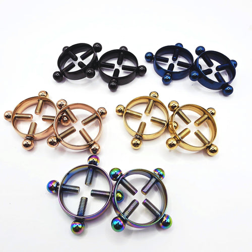 Adjustable Non-Piercing Nipple Clamps  Stylish Screw Fit Body Jewelry in Multiple Finishes