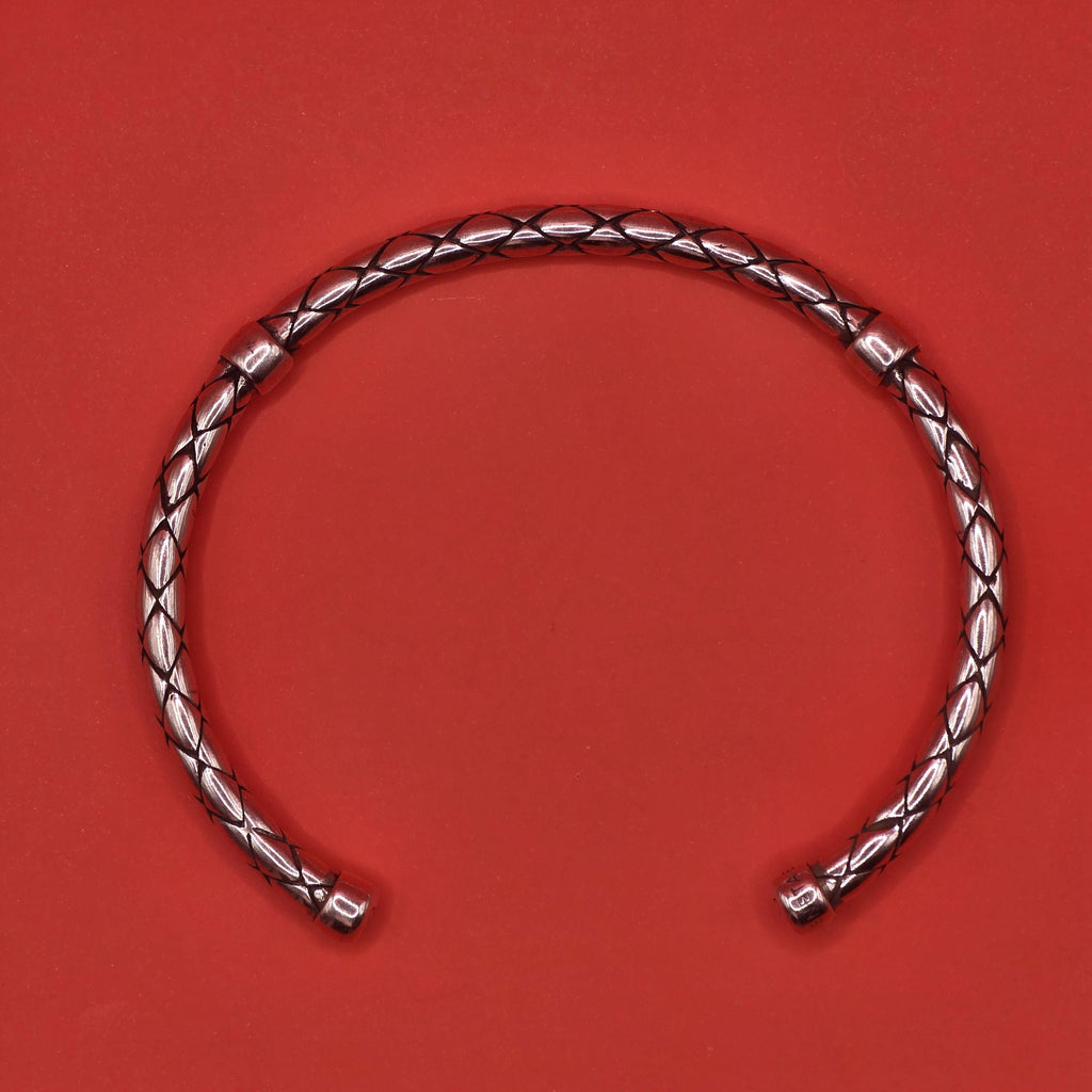 Braided Stainless Steel Open Adjustable Cuff Bracelet – Textured Modern Minimalist Wrist Bangle
