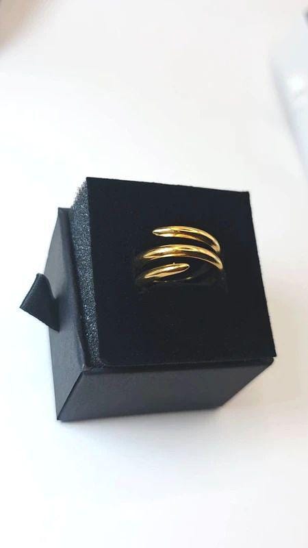 Gold Plated Stainless Steel Ring | Hammered Texture, Adjustable Open Band, Unisex Design
