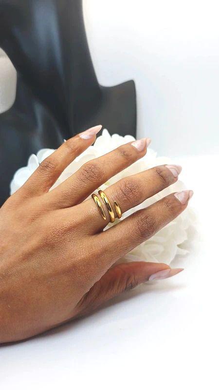 Gold Plated Stainless Steel Ring | Hammered Texture, Adjustable Open Band, Unisex Design