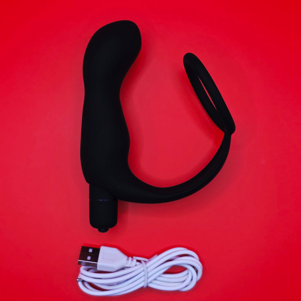 Silicone Vibrating G - Spot & Prostate Massager, Wearable Anal Plug with Ring