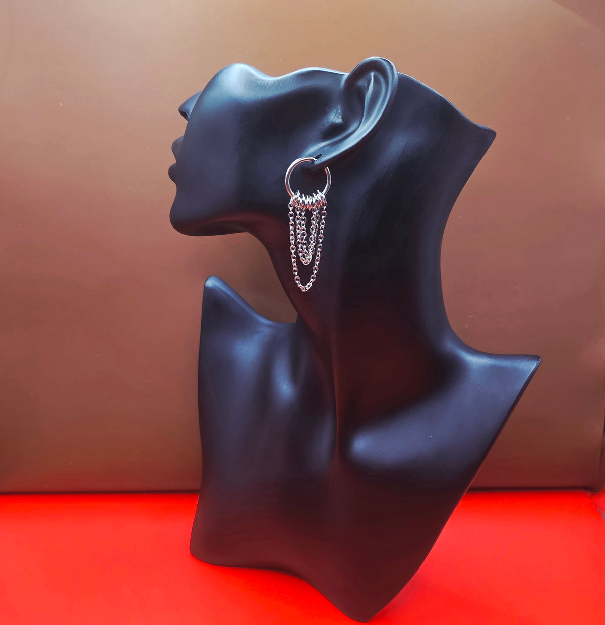 Tripple Chain Huggie Hoop drop Earrings –  Punk Hippie Gothic Chain Earring Stainless Steel