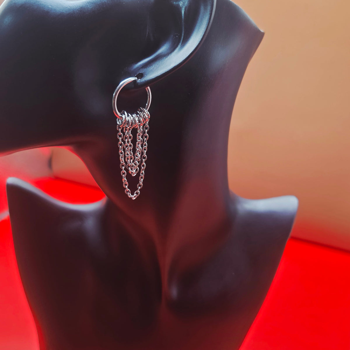 Tripple Chain Huggie Hoop drop Earrings –  Punk Hippie Gothic Chain Earring Stainless Steel