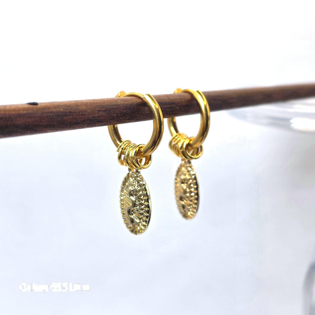 Gold Snake Charm Huggie Hoop Earrings | Stainless Steel Serpent Jewellery