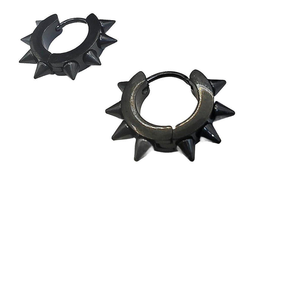 Piercings Stainless Steel Black Eight Spike Gothic Rivet Earrings Unisex Rock