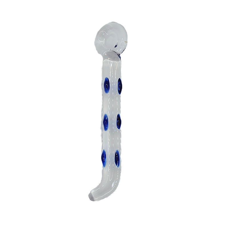 Studded Glass Dildo Blue and Clear Long Adult Sex Toy Wand