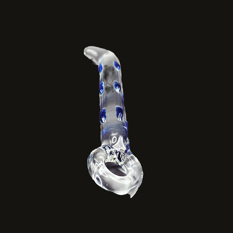 Studded Glass Dildo Blue and Clear Long Adult Sex Toy Wand