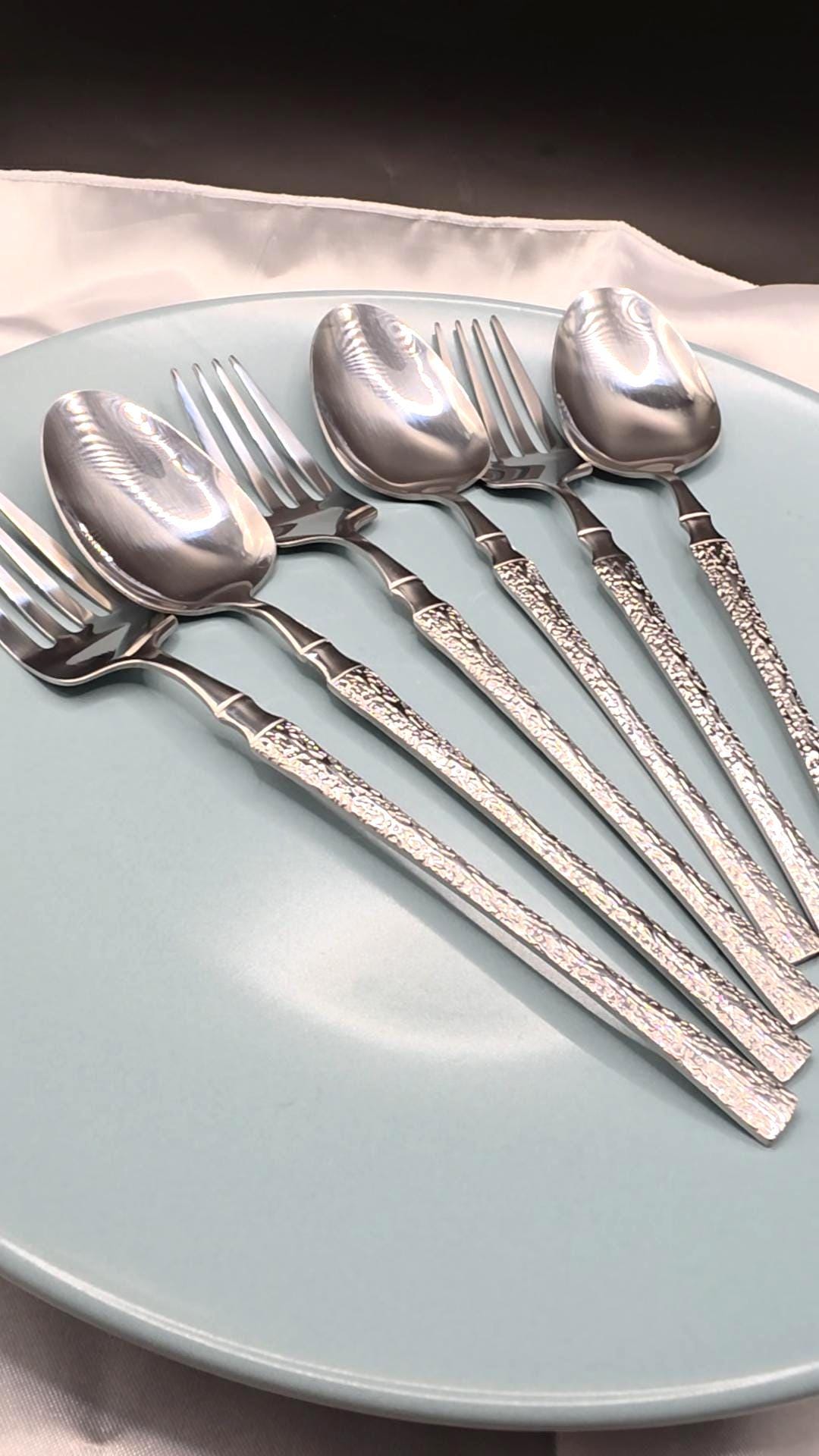 24-Piece Silver  Stainless Steel Dinnerware Cutlert Luxury Set for Special Events Mothers Day Gift