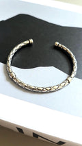 Braided Stainless Steel Open Adjustable Cuff Bracelet – Textured Modern Minimalist Wrist Bangle
