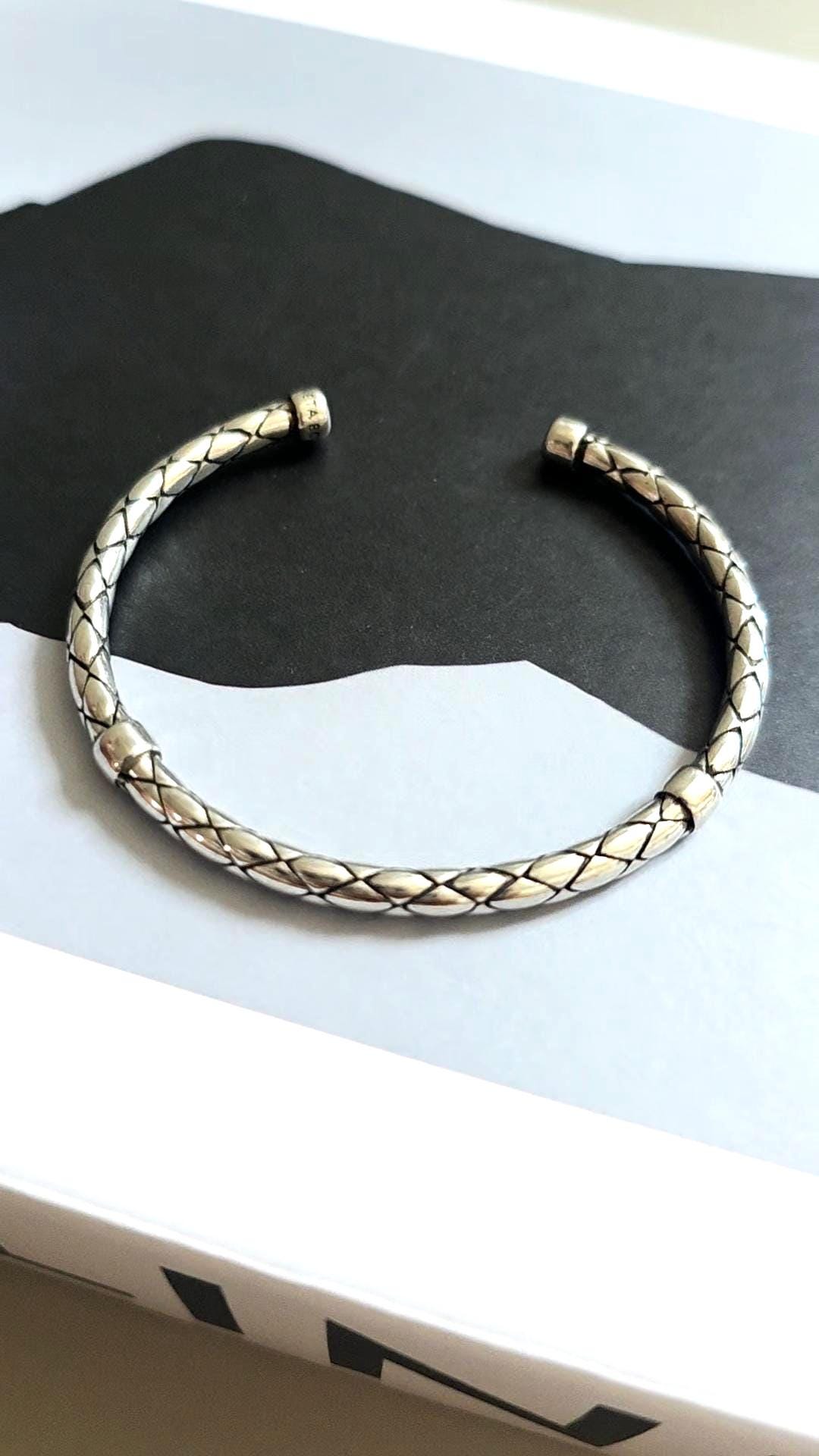 Braided Stainless Steel Open Adjustable Cuff Bracelet – Textured Modern Minimalist Wrist Bangle