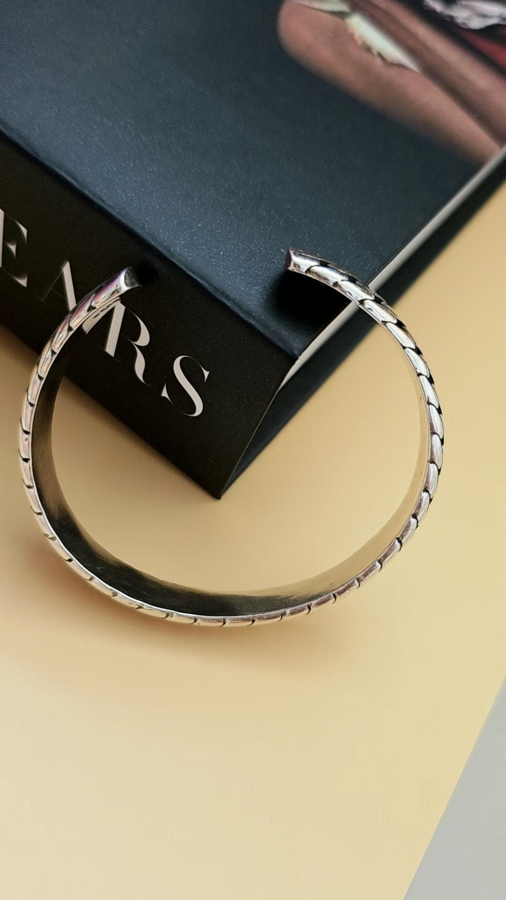 Snake Skin Cuff Bracelet Stainless Steel Silver Coated Modern Minimalist Wrist Jewelry for Men