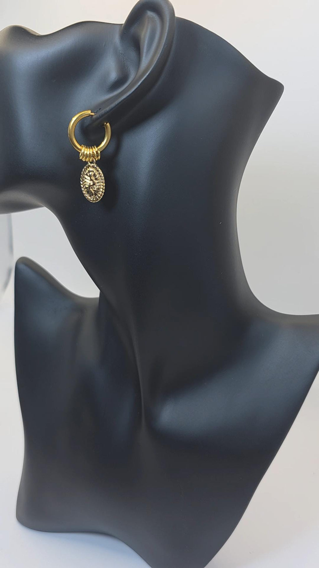 Gold Snake Charm Huggie Hoop Earrings | Stainless Steel Serpent Jewellery