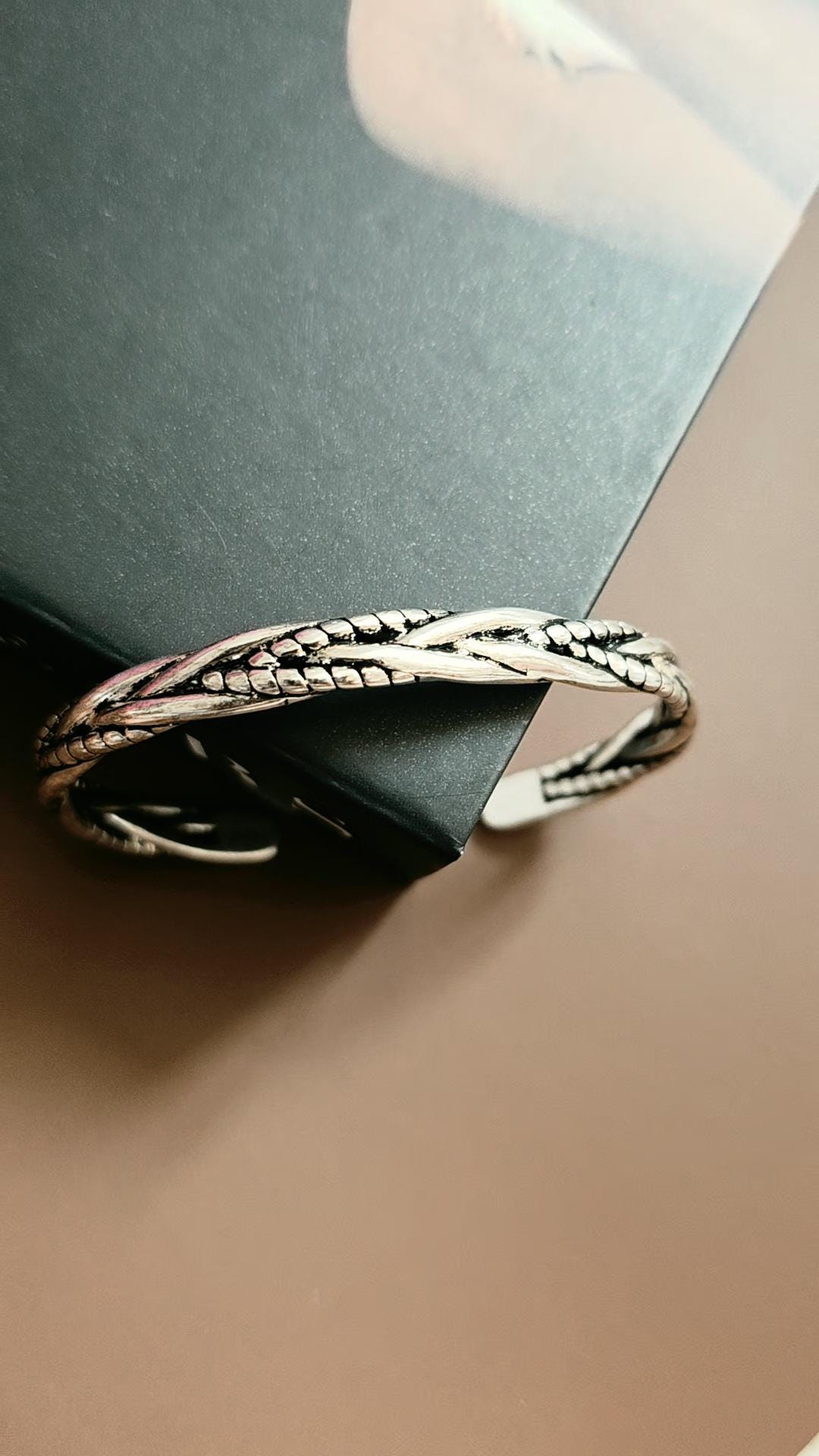 Rope Braided Cuff Bracelet Stainless Steel Modern Minimalist Wrist Jewelry Unisex