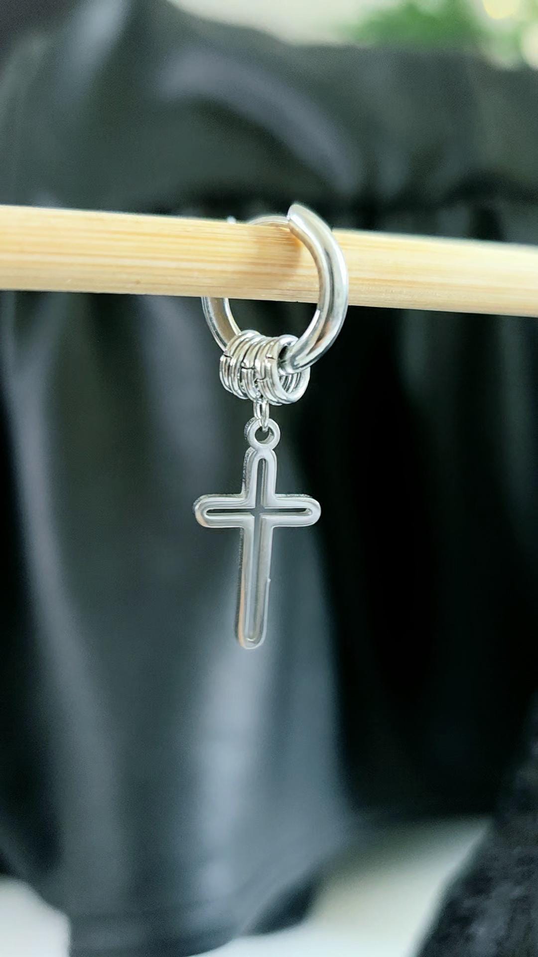 Huggie Hoop Cross Charm Earrings Stainless Steel  Punk Hippie Dangle Spring  Jewelry