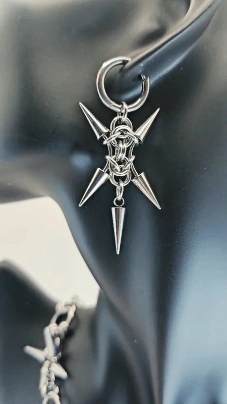 Five Spike Rivet Earring Stainless Steel Gothic Aesthetic Earring For Unisex