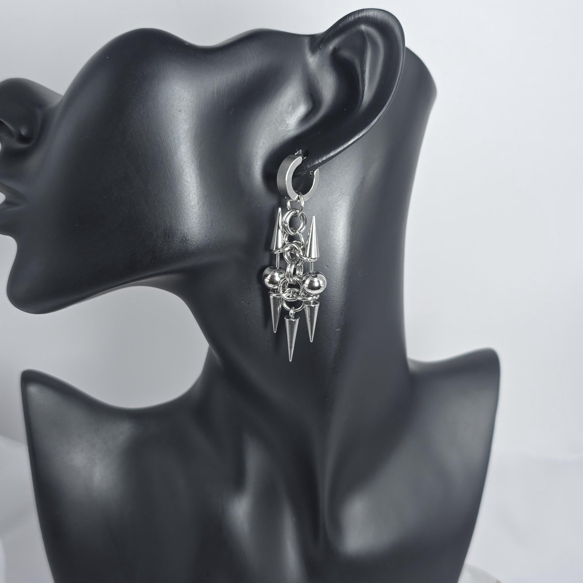 Gothic Pair  Spike Rivet Huggie Hoop Punk Hippie  Earring Stainless Steel