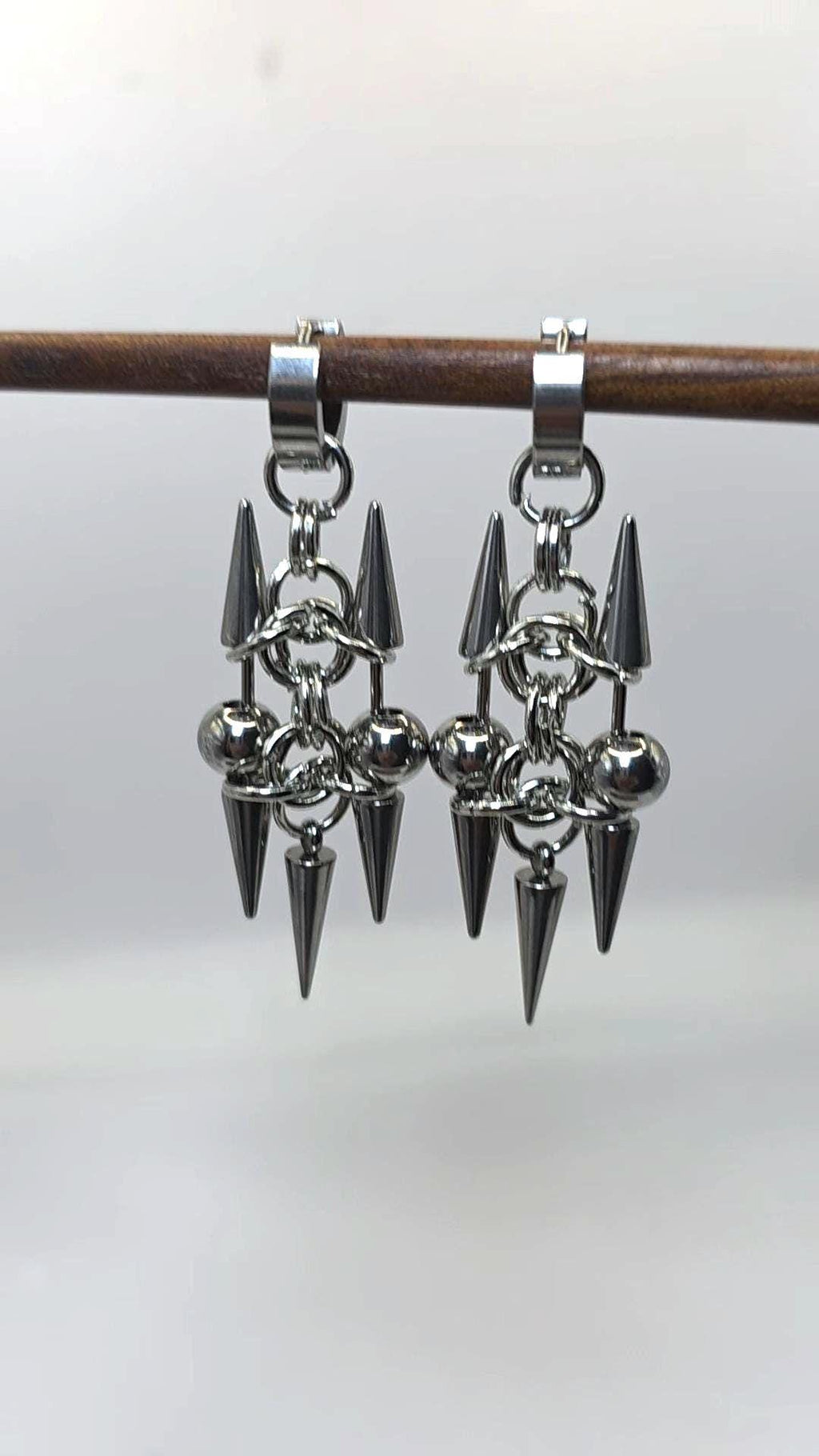 Gothic Pair  Spike Rivet Huggie Hoop Punk Hippie  Earring Stainless Steel
