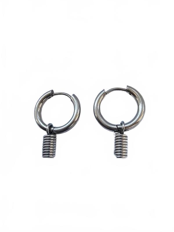 Silver Stainless Steel Spring charm Huggie Hoop Earring #alternative