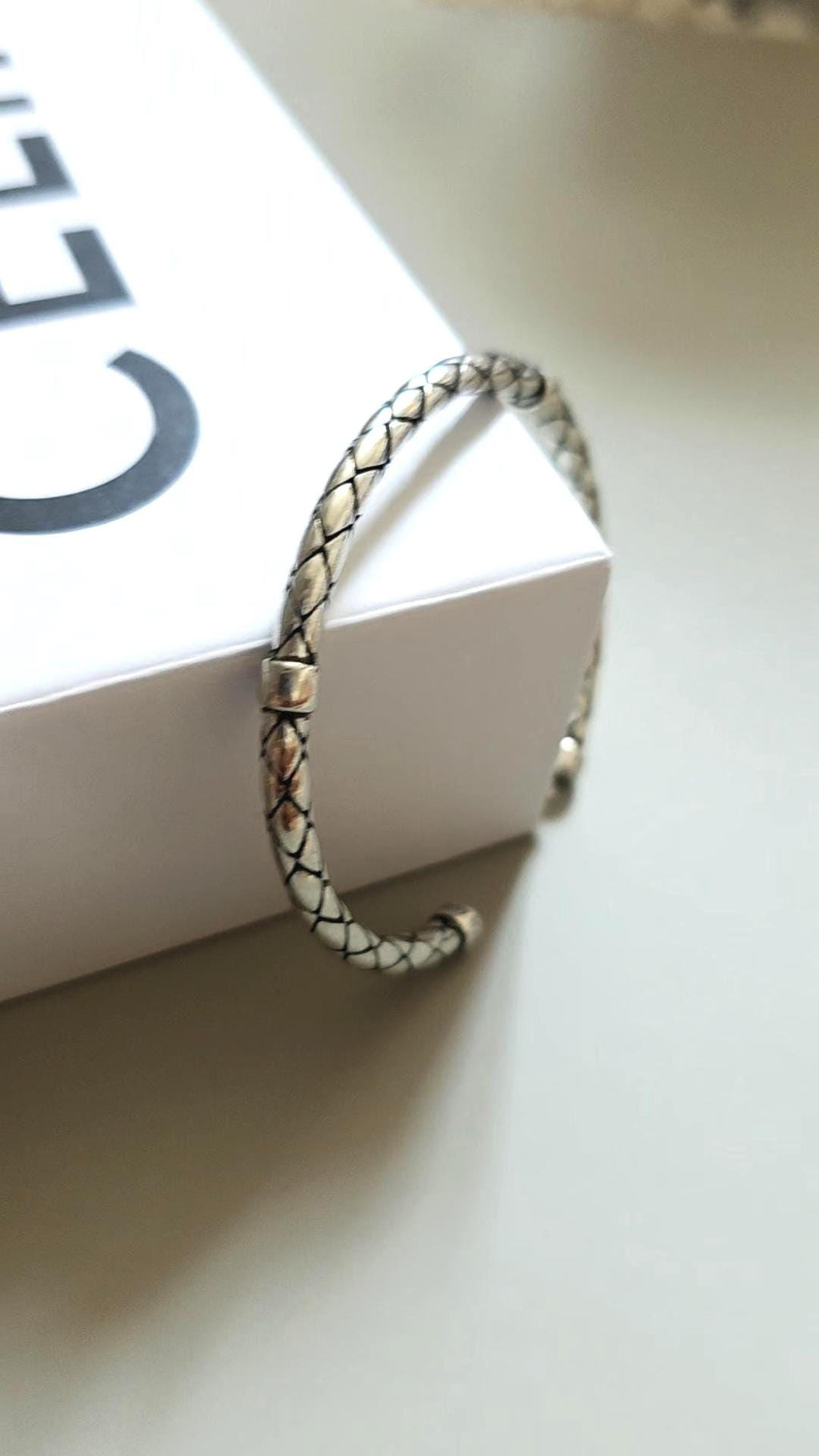 Braided Stainless Steel Open Adjustable Cuff Bracelet – Textured Modern Minimalist Wrist Bangle