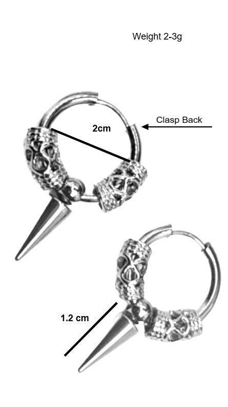 Unisex Pair Stainless Steel Dragon Scale Hoop Earrings with Spike  Accents  Punk