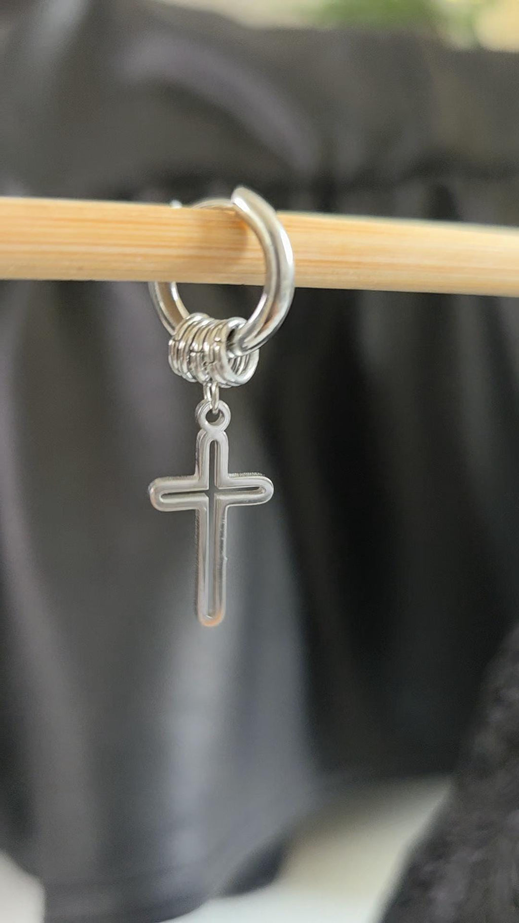 Huggie Hoop Cross Charm Earrings Stainless Steel  Punk Hippie Dangle Spring  Jewelry