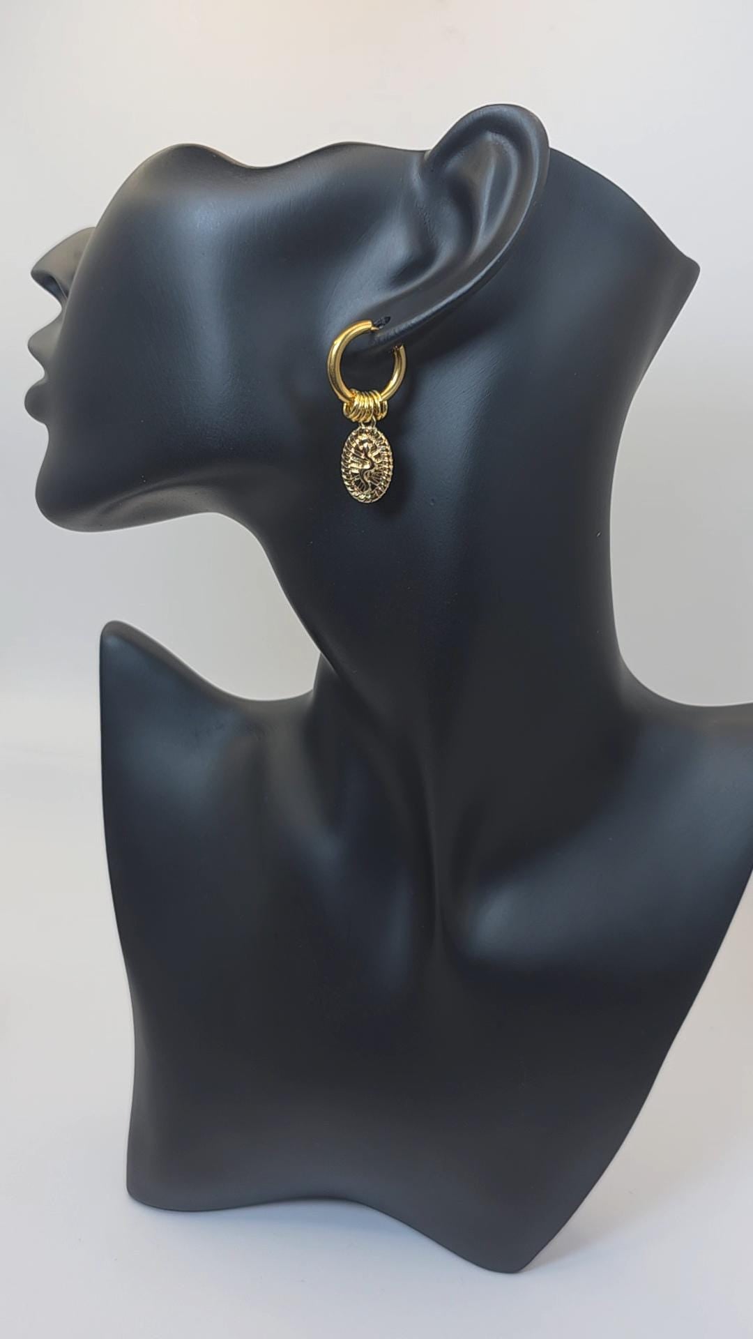 Gold Snake Charm Huggie Hoop Earrings | Stainless Steel Serpent Jewellery