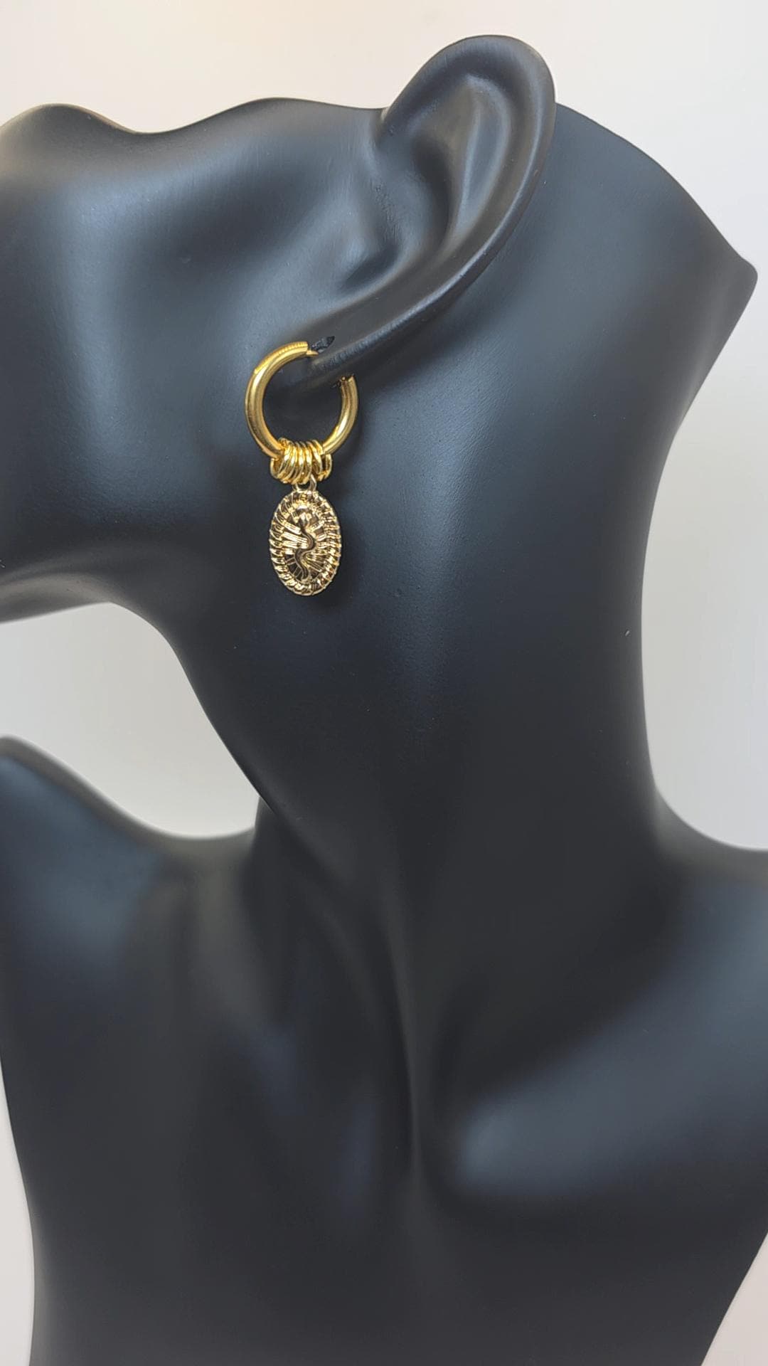 Gold Snake Charm Huggie Hoop Earrings | Stainless Steel Serpent Jewellery