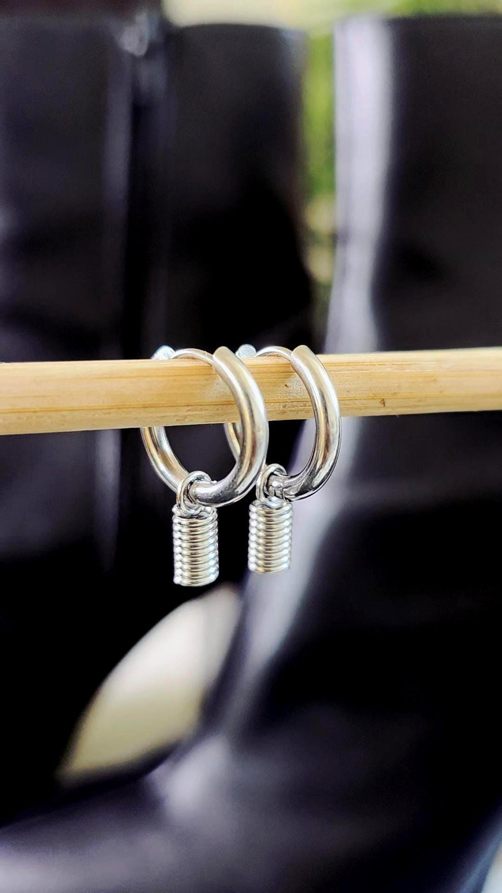 Stainless Steel Huggie Hoop Earrings –  Punk Hippie Dangle Spring  Jewelry