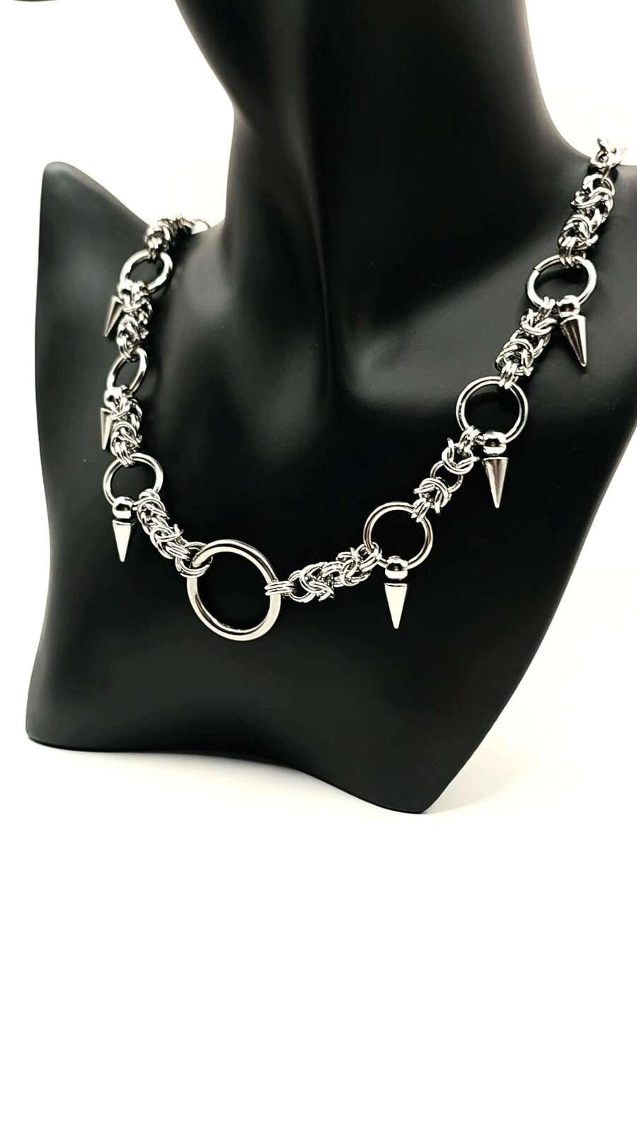 Gothic Spike  Necklace Patchwork Earring Set  Silver-Tone Stainless Steel Punk Jewelry