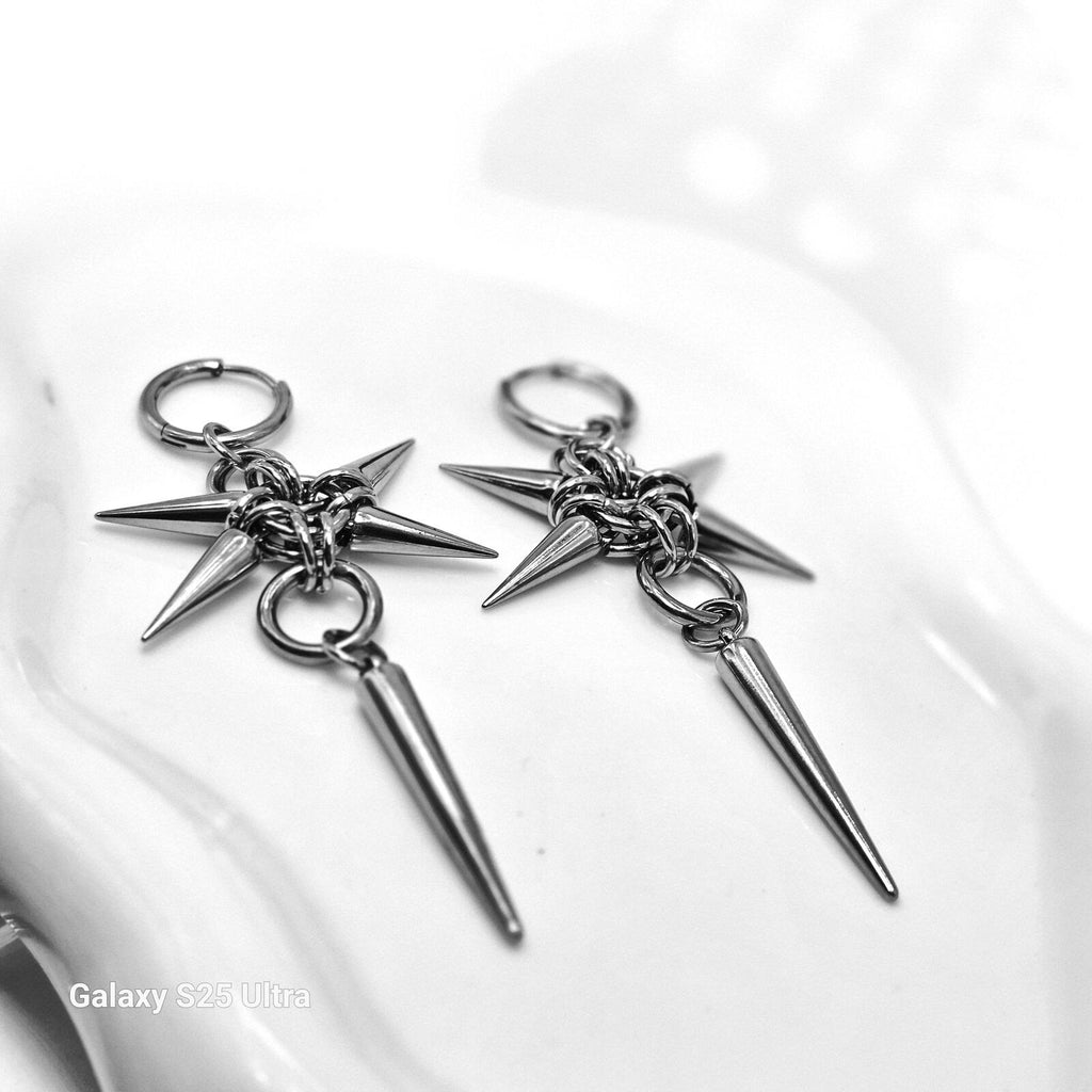 Gothic Spike Rivet Huggie Hoop Punk Hippie  Earring Stainless Steel Size