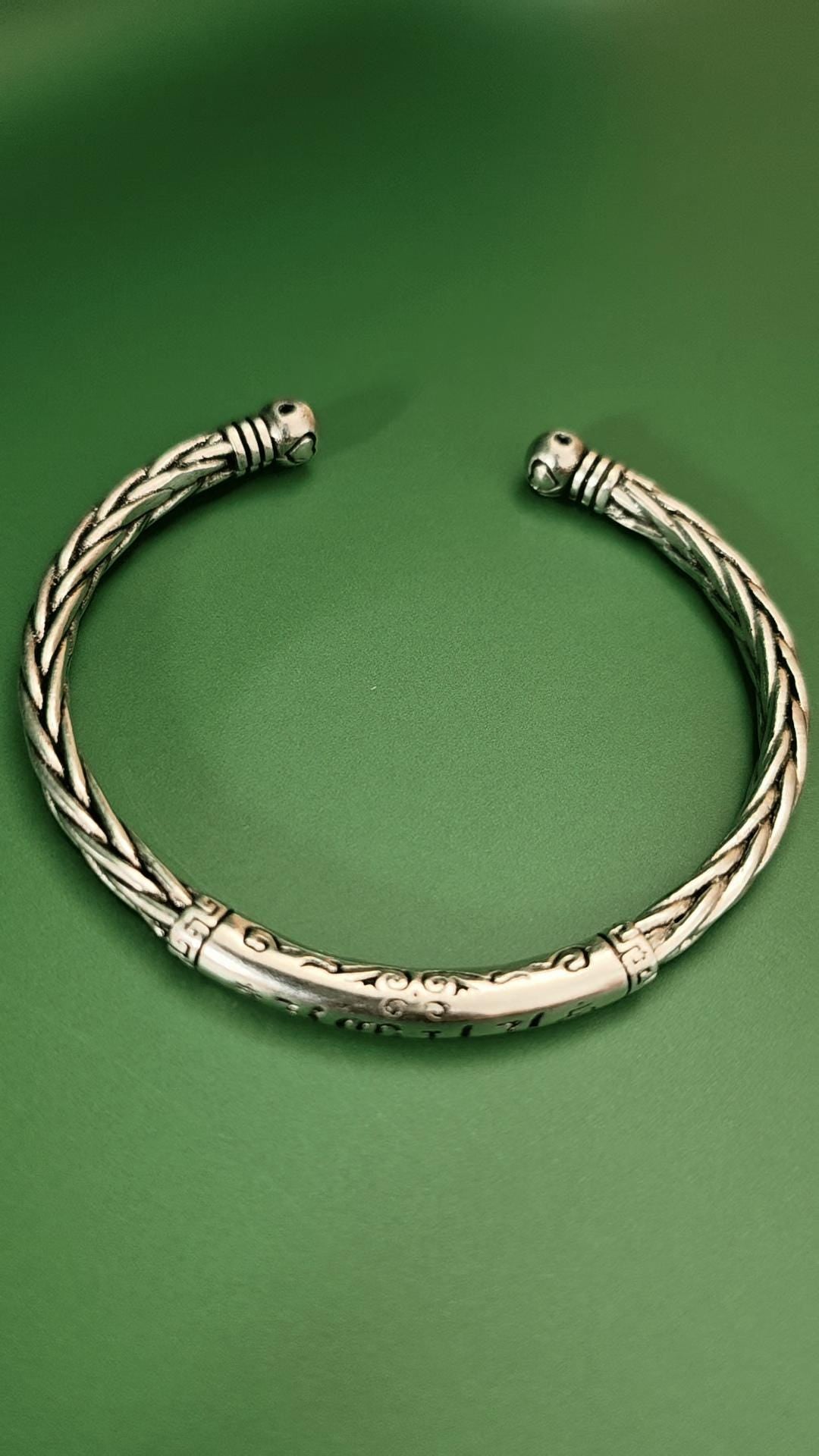 Tribal Viking Braided Titanium Steel Cuff Bracelet Modern Minimalist Wrist Jewelry for Men
