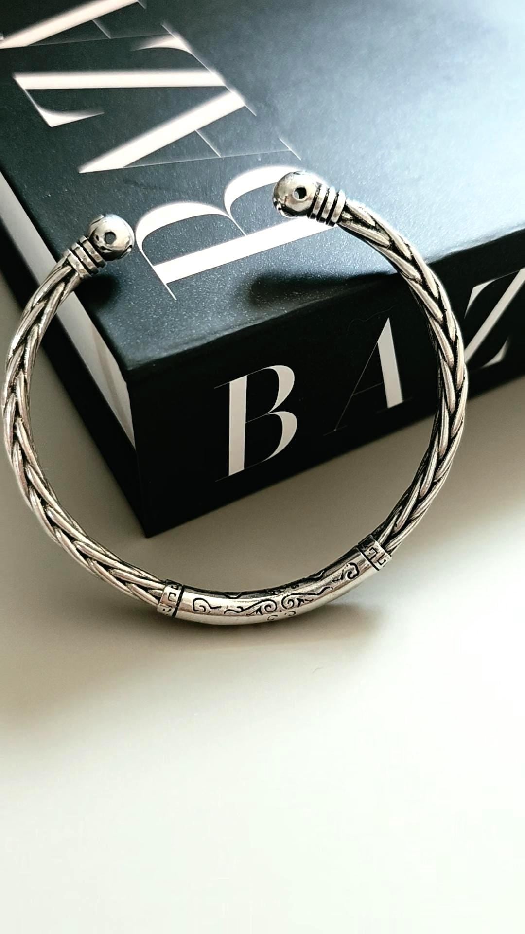 Tribal Viking Braided Titanium Steel Cuff Bracelet Modern Minimalist Wrist Jewelry for Men