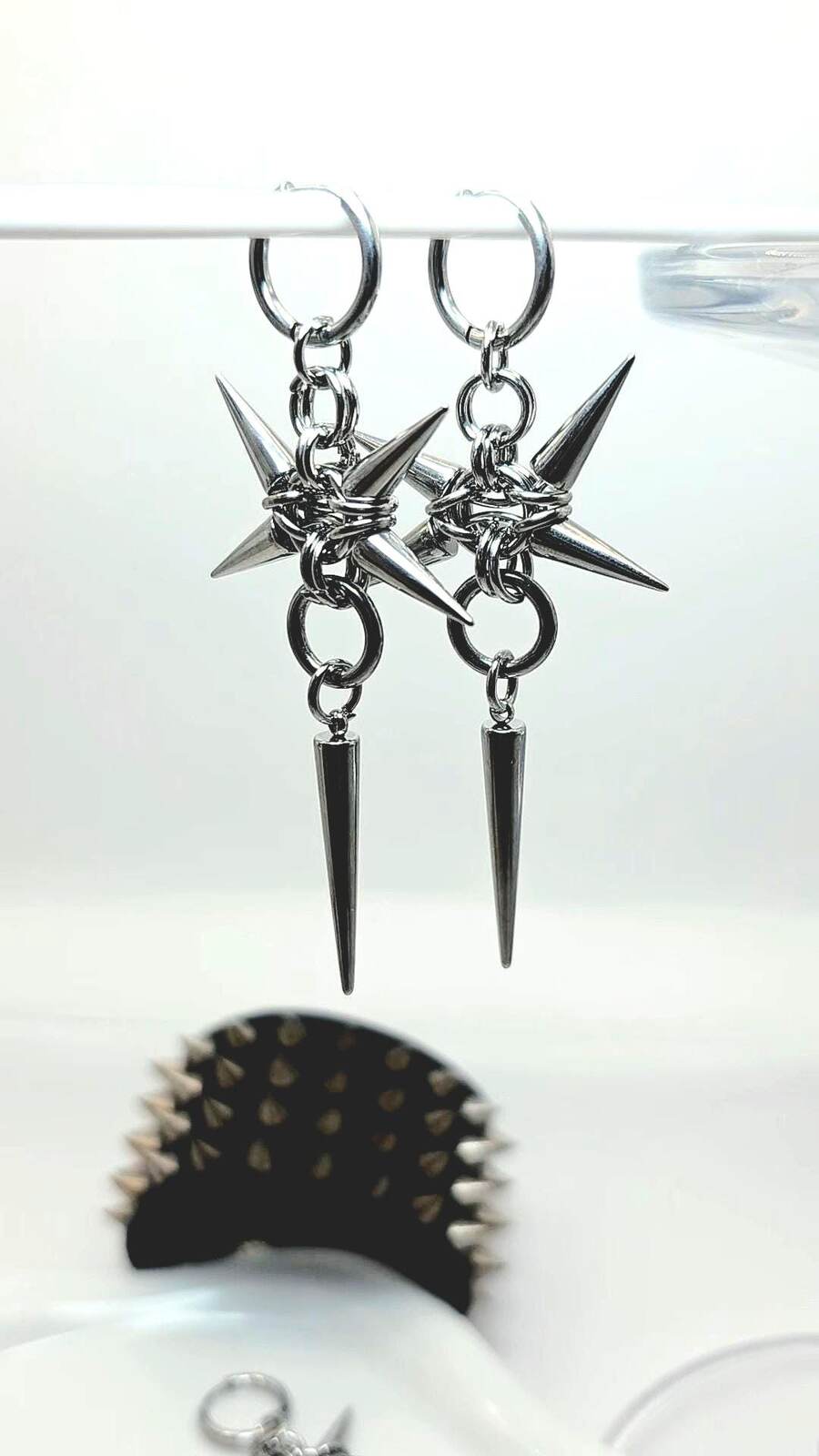 Gothic Spike Rivet Huggie Hoop Punk Hippie  Earring Stainless Steel Size