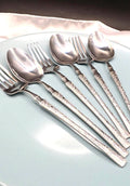 24-Piece Silver  Stainless Steel Dinnerware Cutlert Luxury Set for Special Events Mothers Day Gift