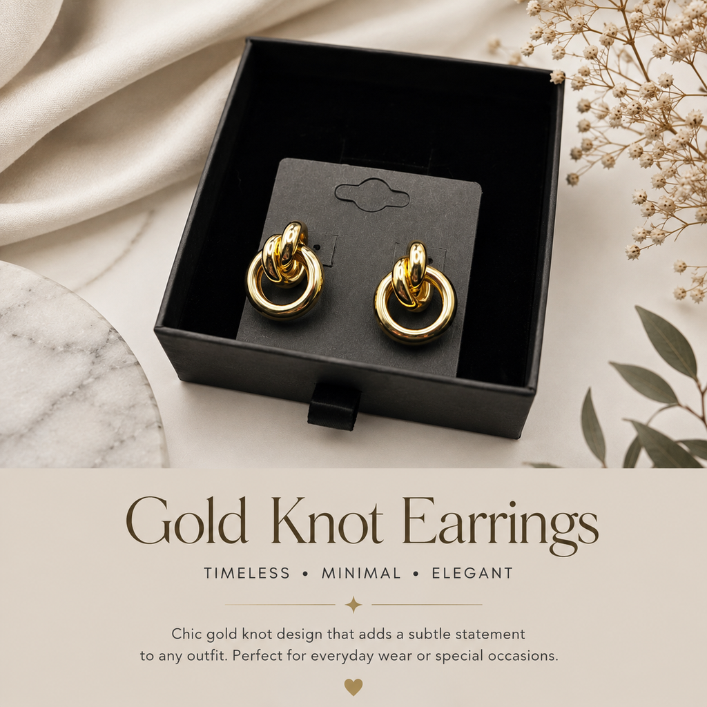Gold Knot Statement Earrings | Elegant Minimalist Jewellery