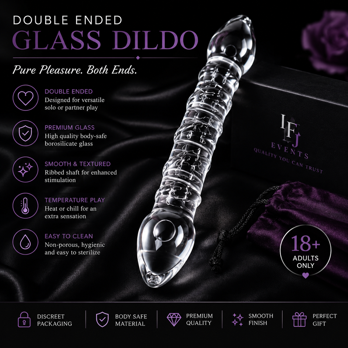 Anal Glass Double Sided Textured Dildo Wand Anal plug lesbian G-spot