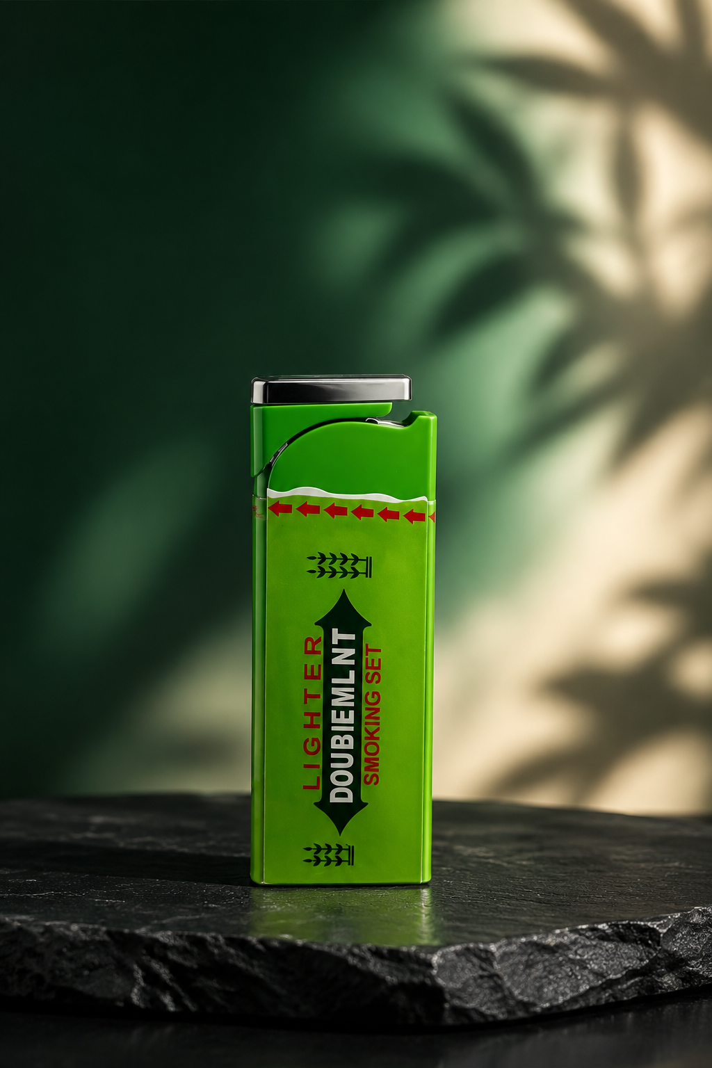 Lighter Case Double Mint Shaped Luxury Green Gum Case with Green Accent