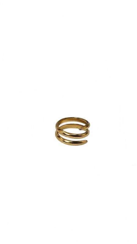 Gold Plated Stainless Steel Ring | Hammered Texture, Adjustable Open Band, Unisex Design
