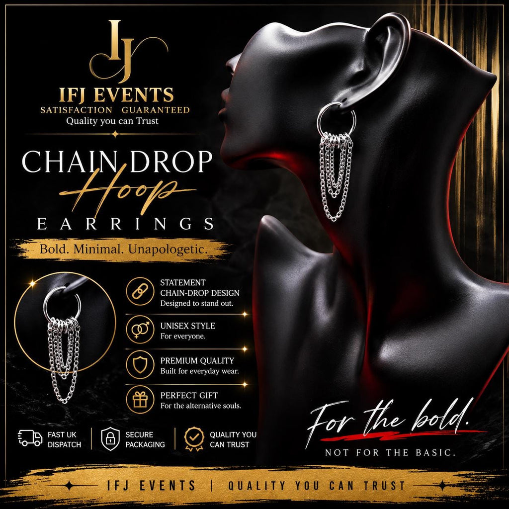 Tripple Chain Huggie Hoop drop Earrings –  Punk Hippie Gothic Chain Earring Stainless Steel