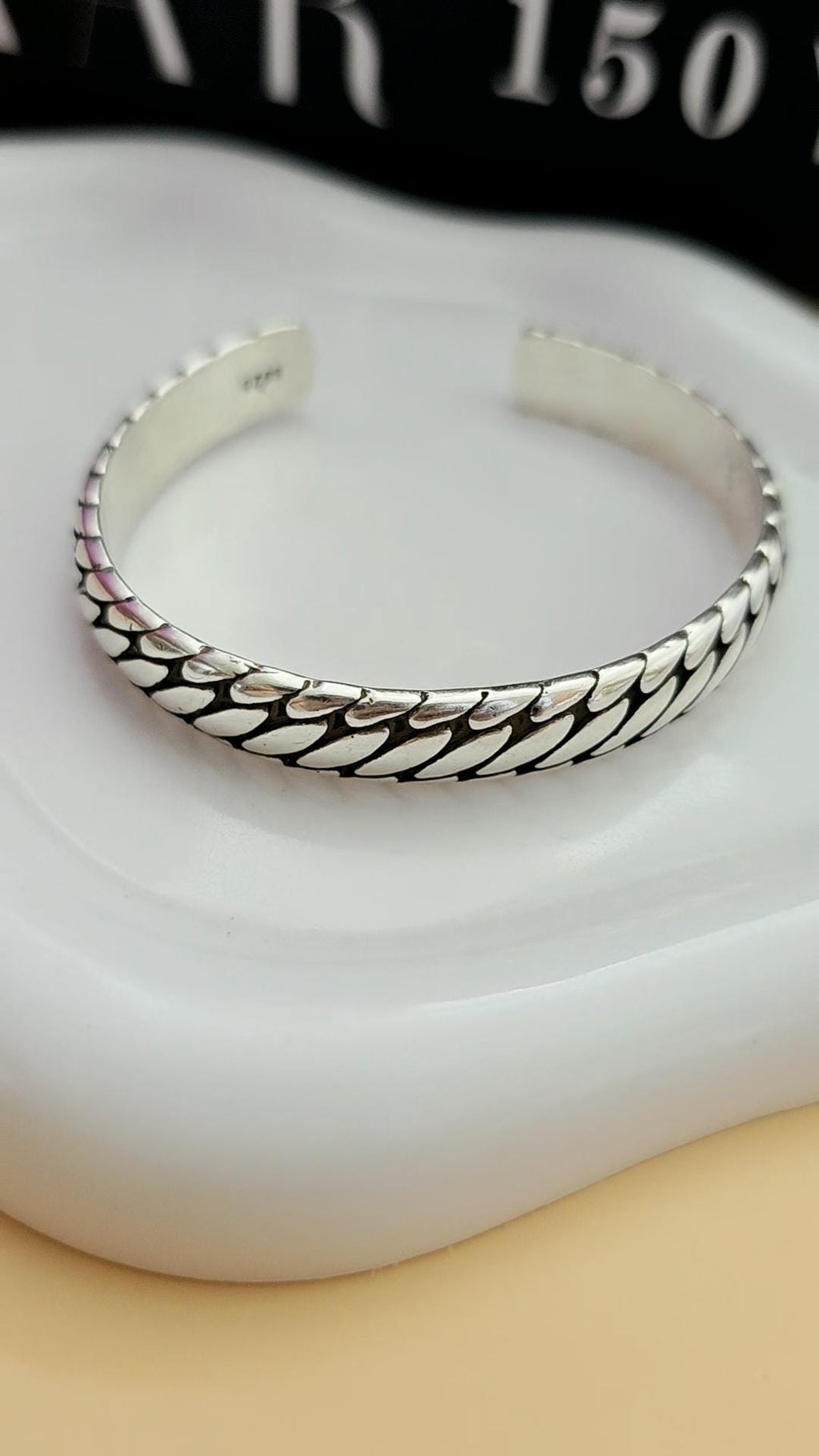 Snake Skin Cuff Bracelet Stainless Steel Silver Coated Modern Minimalist Wrist Jewelry for Men