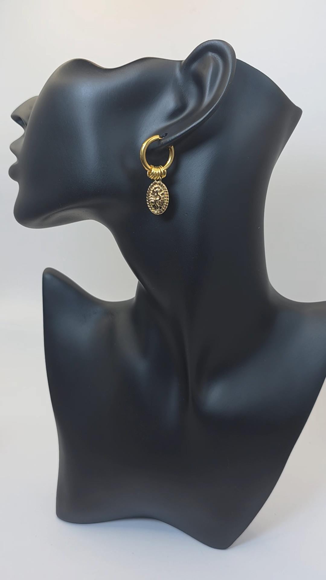 Gold Snake Charm Huggie Hoop Earrings | Stainless Steel Serpent Jewellery