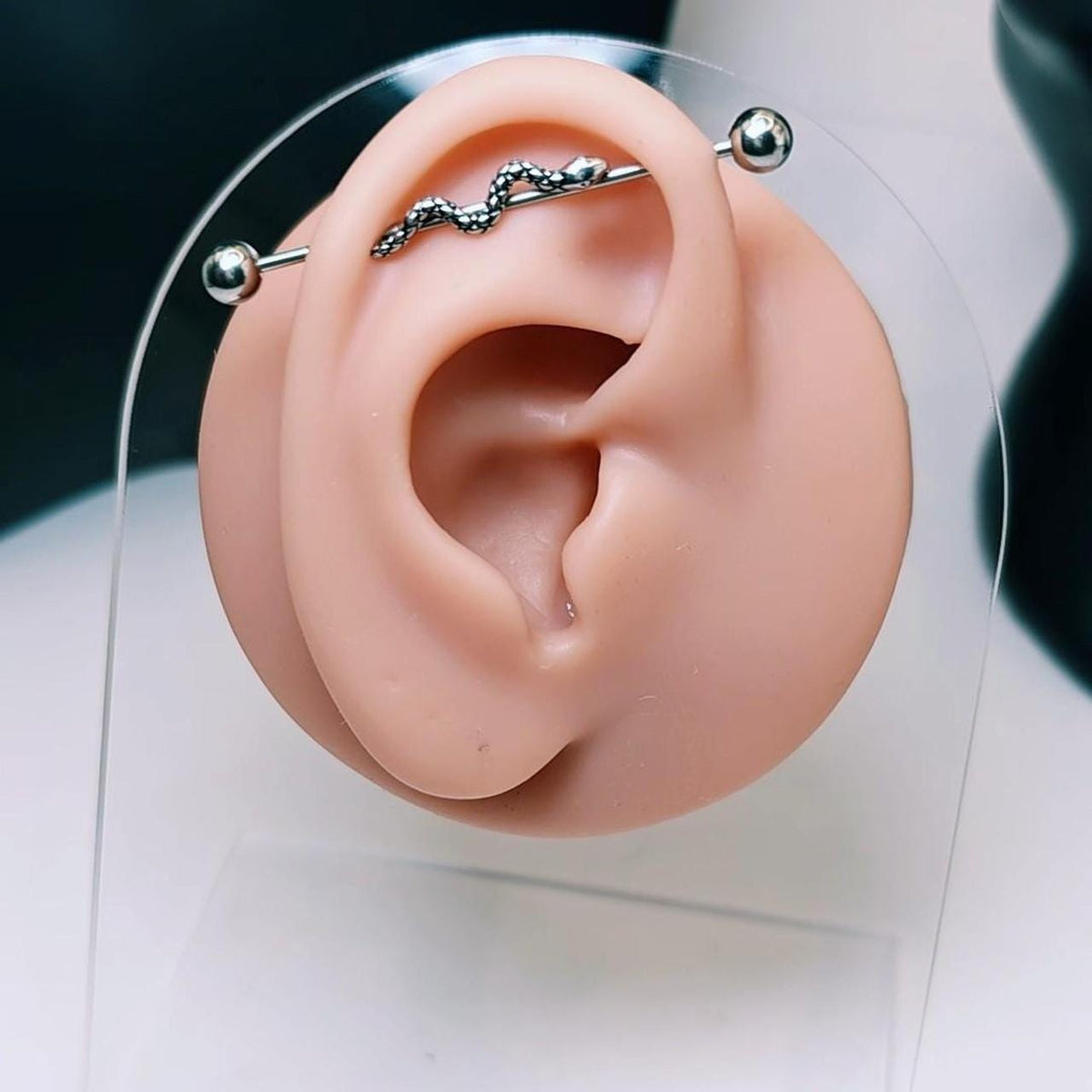 Gothic Snake Industrial Barbell Piercing, Stainless Steel Helix Earring, Punk Body Jewelry