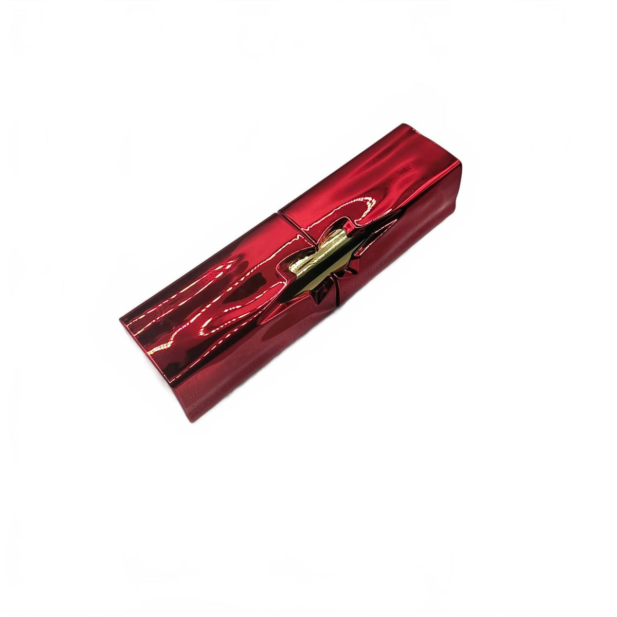 Red Metallic Star-Shaped Luxury Lipstick Case with Gold Accent