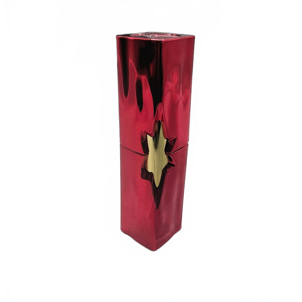 Red Metallic Star-Shaped Luxury Lipstick Case with Gold Accent