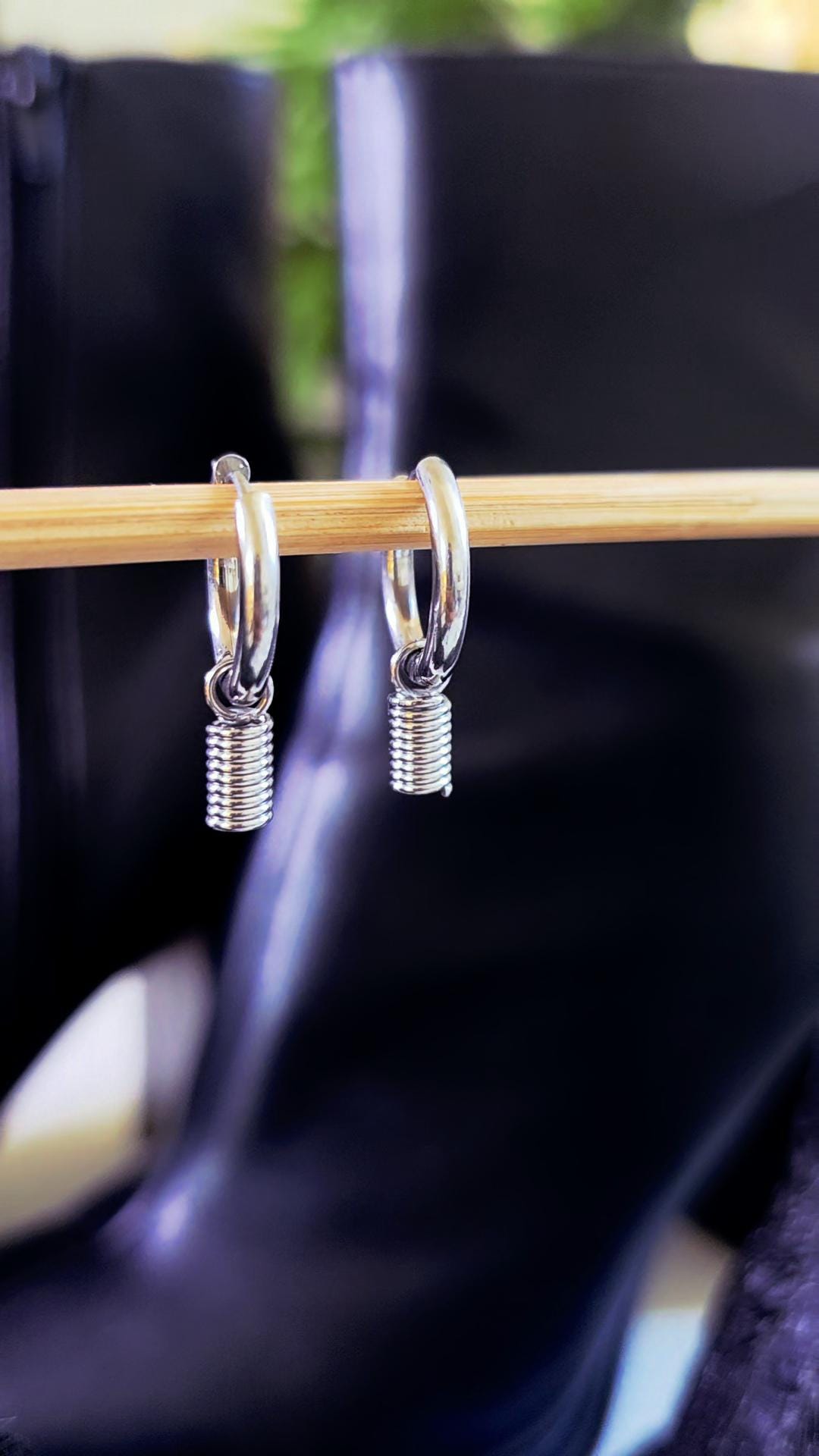 Stainless Steel Huggie Hoop Earrings –  Punk Hippie Dangle Spring  Jewelry