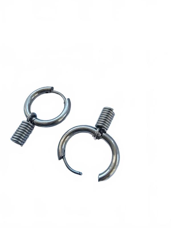 Silver Stainless Steel Spring charm Huggie Hoop Earring #alternative